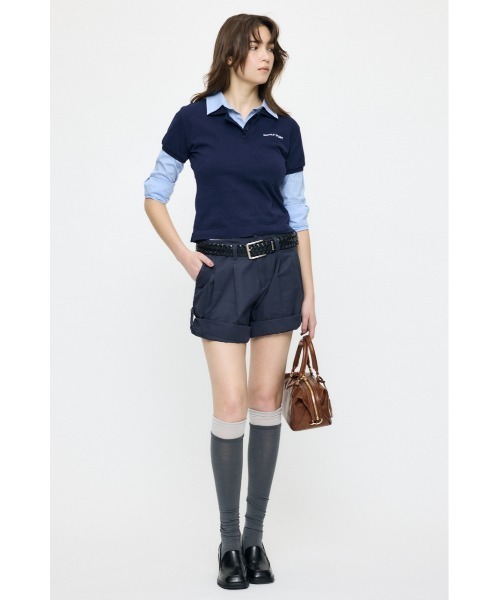 MOUSSY（マウジー）の「【26年SS新作】SHIRT SLEEVE STRIPED POLO Tシャツ（ポロシャツ・レディース・杢グレー/ブルー系その他/ネイビー・FREE）」の11枚目の写真