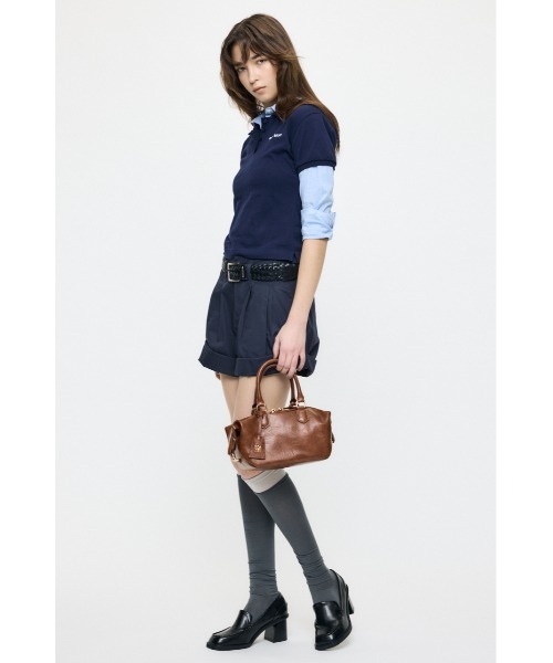 MOUSSY（マウジー）の「【26年SS新作】SHIRT SLEEVE STRIPED POLO Tシャツ（ポロシャツ・レディース・杢グレー/ブルー系その他/ネイビー・FREE）」の12枚目の写真