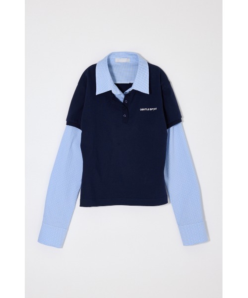 MOUSSY（マウジー）の「【26年SS新作】SHIRT SLEEVE STRIPED POLO Tシャツ（ポロシャツ・レディース・杢グレー/ブルー系その他/ネイビー・FREE）」の15枚目の写真