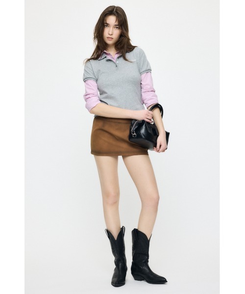 MOUSSY（マウジー）の「【26年SS新作】SHIRT SLEEVE STRIPED POLO Tシャツ（ポロシャツ・レディース・杢グレー/ブルー系その他/ネイビー・FREE）」の19枚目の写真