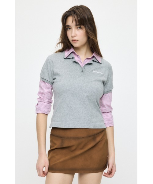 MOUSSY（マウジー）の「【26年SS新作】SHIRT SLEEVE STRIPED POLO Tシャツ（ポロシャツ・レディース・杢グレー/ブルー系その他/ネイビー・FREE）」の20枚目の写真