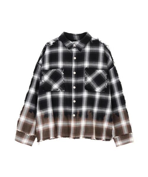 DANKE SCHON（ダンケシェーン）の「DankeSchon/ダンケシェーン/FLANNEL DAMAGE OMBRE BLEACH CHECK SHIRTS（シャツ/ブラウス・メンズ・ブルー/レッド/ホワイト・L）」の6枚目の写真
