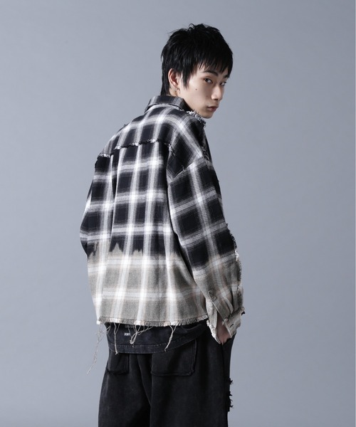 DANKE SCHON（ダンケシェーン）の「DankeSchon/ダンケシェーン/FLANNEL DAMAGE OMBRE BLEACH CHECK SHIRTS（シャツ/ブラウス・メンズ・ブルー/レッド/ホワイト・L）」の4枚目の写真