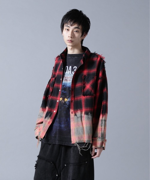 DANKE SCHON（ダンケシェーン）の「DankeSchon/ダンケシェーン/FLANNEL DAMAGE OMBRE BLEACH CHECK SHIRTS（シャツ/ブラウス・メンズ・ブルー/レッド/ホワイト・L）」の17枚目の写真