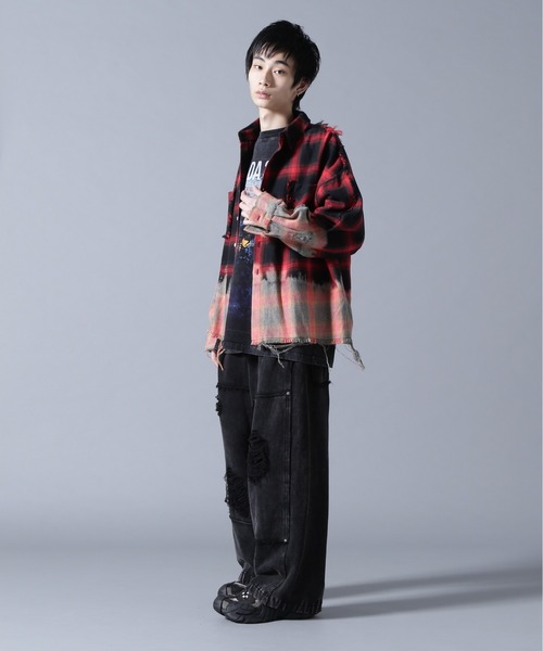 DANKE SCHON（ダンケシェーン）の「DankeSchon/ダンケシェーン/FLANNEL DAMAGE OMBRE BLEACH CHECK SHIRTS（シャツ/ブラウス・メンズ・ブルー/レッド/ホワイト・L）」の18枚目の写真