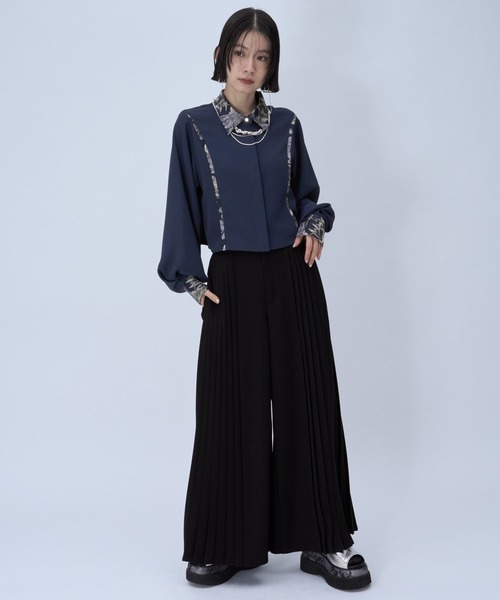 HARE（ハレ）の「ラメジャガードキリカエシャツ(HARE)（シャツ/ブラウス・レディース・グレー/ネイビー/パープル/グリーン・FREE）」の10枚目の写真