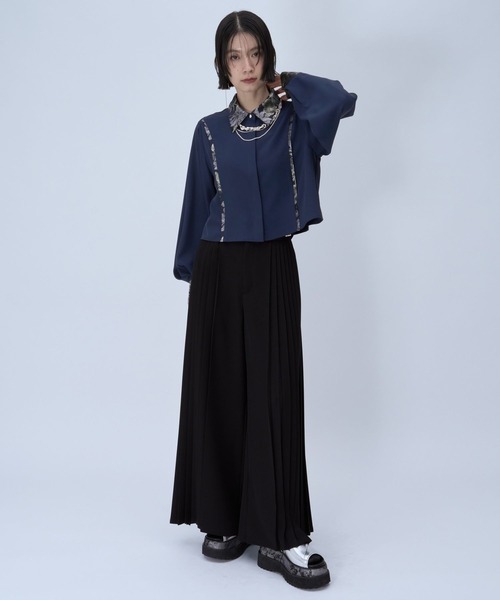 HARE（ハレ）の「ラメジャガードキリカエシャツ(HARE)（シャツ/ブラウス・レディース・グレー/ネイビー/パープル/グリーン・FREE）」の11枚目の写真