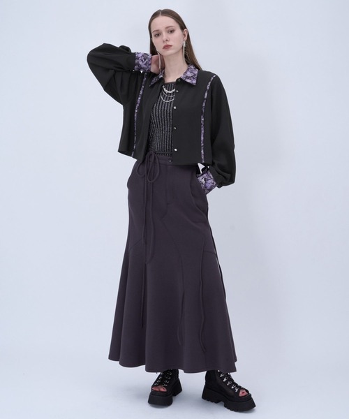 HARE（ハレ）の「ラメジャガードキリカエシャツ(HARE)（シャツ/ブラウス・レディース・グレー/ネイビー/パープル/グリーン・FREE）」の14枚目の写真