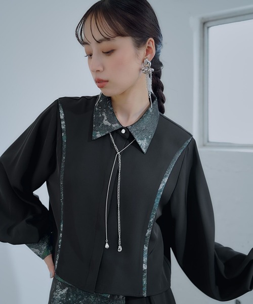 HARE（ハレ）の「ラメジャガードキリカエシャツ(HARE)（シャツ/ブラウス・レディース・グレー/ネイビー/パープル/グリーン・FREE）」の19枚目の写真