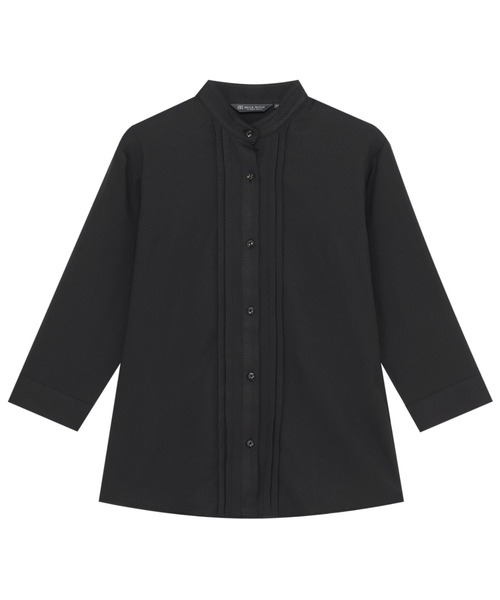 TOKYO SHIRTS(トウキョウシャツ)の「【吸水速乾】【COFREX】スタンド タック ブラウス 七分袖 レディースデザインシャツ(シャツ/ブラウス・レディース・ブラック・S/L/LL/XL/M)」の1枚目の写真