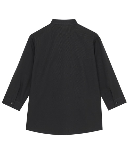 TOKYO SHIRTS(トウキョウシャツ)の「【吸水速乾】【COFREX】スタンド タック ブラウス 七分袖 レディースデザインシャツ(シャツ/ブラウス・レディース・ブラック・S/L/LL/XL/M)」の2枚目の写真