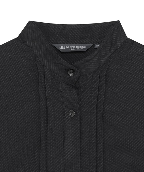 TOKYO SHIRTS(トウキョウシャツ)の「【吸水速乾】【COFREX】スタンド タック ブラウス 七分袖 レディースデザインシャツ(シャツ/ブラウス・レディース・ブラック・S/L/LL/XL/M)」の3枚目の写真
