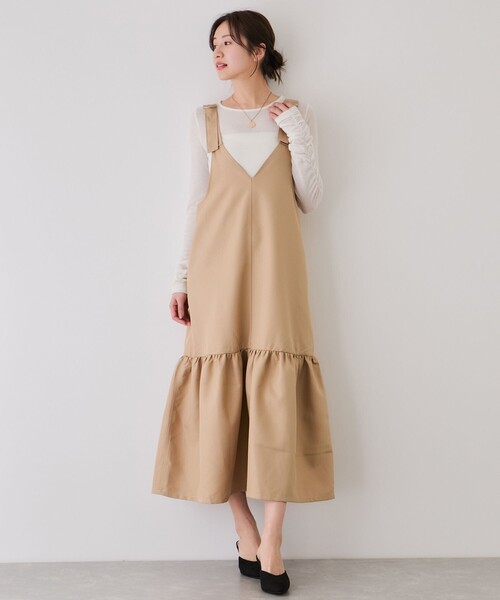 Jayro(ジャイロ)の「サスペンダーティアードジャンスカ(ジャンパースカート・レディース・ベージュ/ホワイト系その他・M)」の1枚目の写真