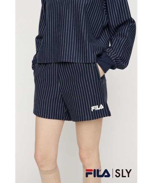 SLY（スライ）の「FILA x SLY SW S/PT フィラスライスウェットショートパンツ 春服（スウェットパンツ・レディース・ブラウン/ネイビー系・FREE）」の2枚目の写真