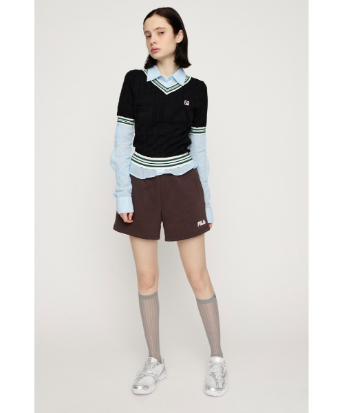 SLY（スライ）の「FILA x SLY SW S/PT フィラスライスウェットショートパンツ 春服（スウェットパンツ・レディース・ブラウン/ネイビー系・FREE）」の3枚目の写真