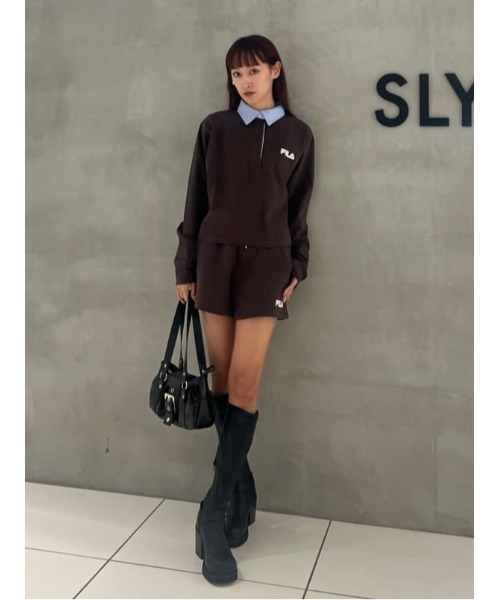 SLY（スライ）の「FILA x SLY SW S/PT フィラスライスウェットショートパンツ 春服（スウェットパンツ・レディース・ブラウン/ネイビー系・FREE）」の15枚目の写真