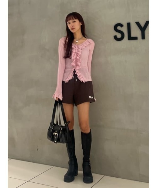 SLY（スライ）の「FILA x SLY SW S/PT フィラスライスウェットショートパンツ 春服（スウェットパンツ・レディース・ブラウン/ネイビー系・FREE）」の13枚目の写真