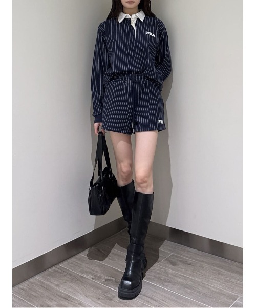 SLY（スライ）の「FILA x SLY SW S/PT フィラスライスウェットショートパンツ 春服（スウェットパンツ・レディース・ブラウン/ネイビー系・FREE）」の11枚目の写真