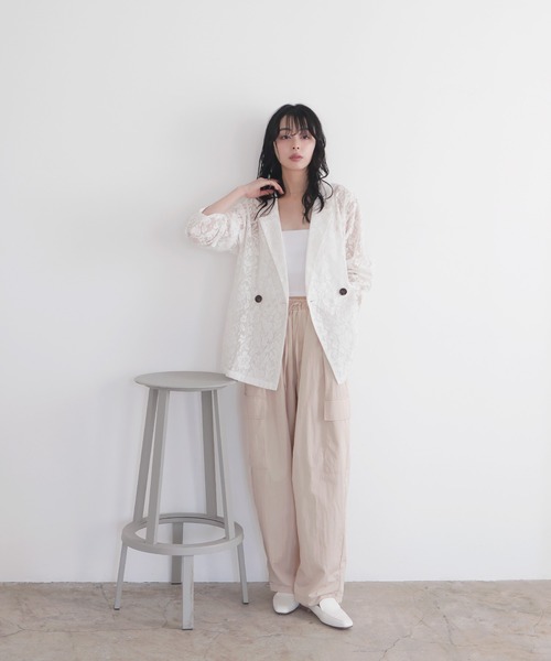 LIAN（リアン）の「クロシェレースシアージャケット（テーラードジャケット・レディース・ブラック/アイボリー・FREE）」の8枚目の写真