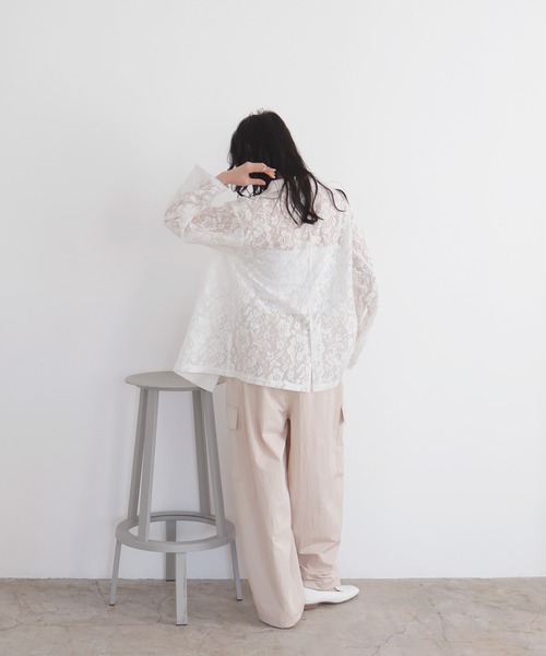 LIAN（リアン）の「クロシェレースシアージャケット（テーラードジャケット・レディース・ブラック/アイボリー・FREE）」の9枚目の写真