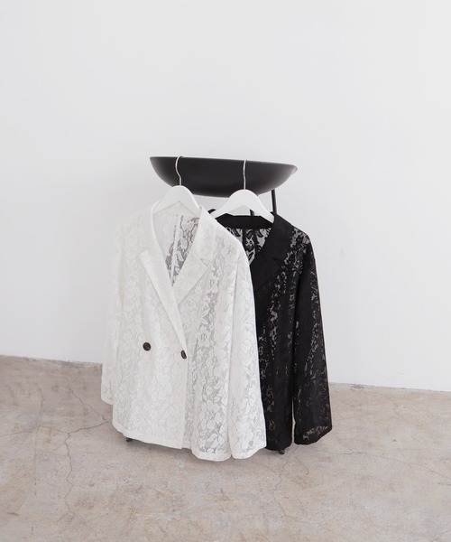 LIAN（リアン）の「クロシェレースシアージャケット（テーラードジャケット・レディース・ブラック/アイボリー・FREE）」の16枚目の写真