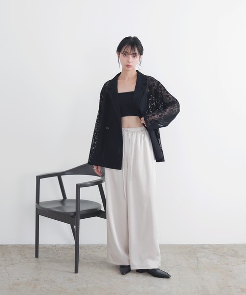 LIAN（リアン）の「クロシェレースシアージャケット（テーラードジャケット・レディース・ブラック/アイボリー・FREE）」の15枚目の写真