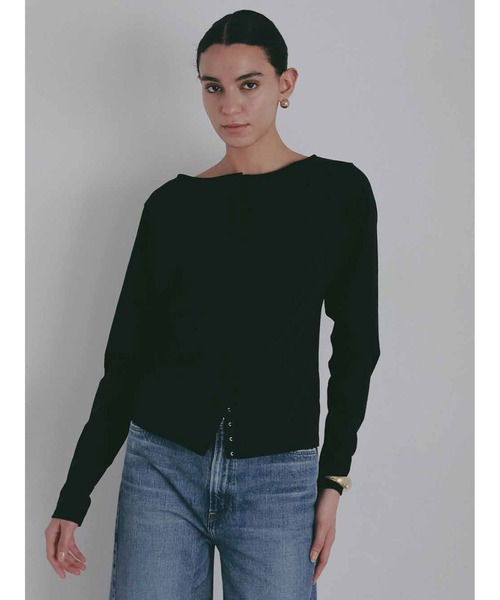 HER.(ハー)の「フロントホックプルオーバー(Tシャツ/カットソー・レディース・ブラック/オフホワイト・フリー)」の3枚目の写真