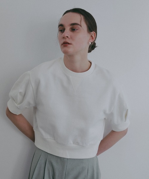 MANOF（マノフ）の「PUFF SLEEVE SWEAT TOPS（Tシャツ/カットソー・レディース・ホワイト/ラベンダー/グレー/ブラック・F）」の2枚目の写真