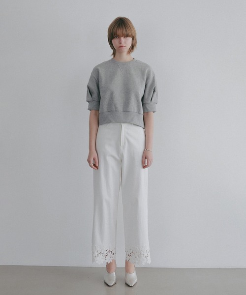 MANOF（マノフ）の「PUFF SLEEVE SWEAT TOPS（Tシャツ/カットソー・レディース・ホワイト/ラベンダー/グレー/ブラック・F）」の9枚目の写真