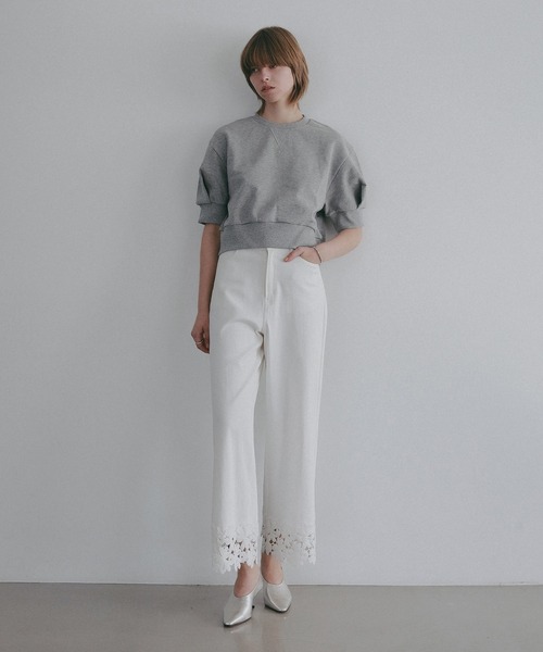 MANOF（マノフ）の「PUFF SLEEVE SWEAT TOPS（Tシャツ/カットソー・レディース・ホワイト/ラベンダー/グレー/ブラック・F）」の10枚目の写真