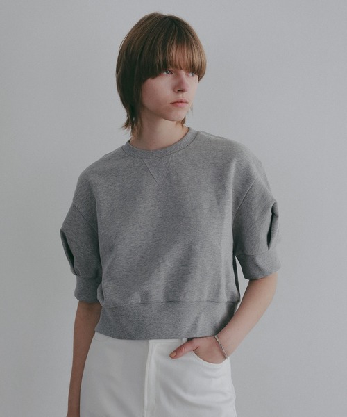 MANOF（マノフ）の「PUFF SLEEVE SWEAT TOPS（Tシャツ/カットソー・レディース・ホワイト/ラベンダー/グレー/ブラック・F）」の5枚目の写真