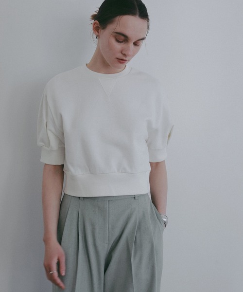 MANOF（マノフ）の「PUFF SLEEVE SWEAT TOPS（Tシャツ/カットソー・レディース・ホワイト/ラベンダー/グレー/ブラック・F）」の18枚目の写真