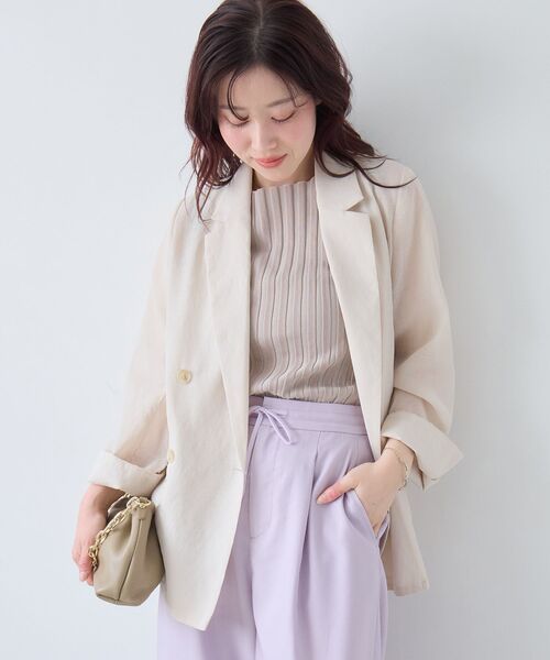le.coeur blanc（ルクールブラン）の「リネンライクテーラードジャケット（テーラードジャケット・レディース・アイボリー・38/36）」の3枚目の写真