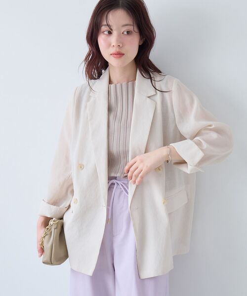 le.coeur blanc（ルクールブラン）の「リネンライクテーラードジャケット（テーラードジャケット・レディース・アイボリー・38/36）」の6枚目の写真