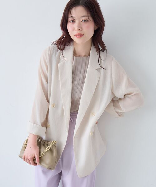 le.coeur blanc（ルクールブラン）の「リネンライクテーラードジャケット（テーラードジャケット・レディース・アイボリー・38/36）」の7枚目の写真