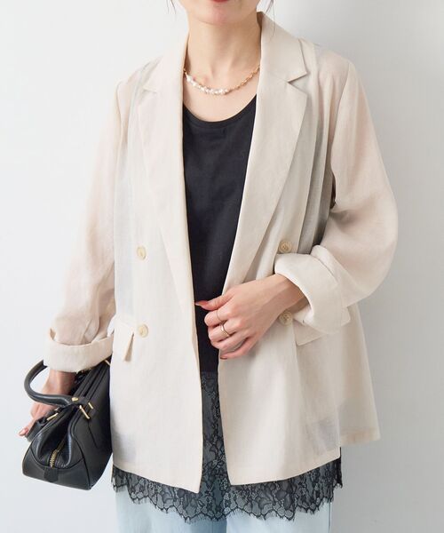 le.coeur blanc（ルクールブラン）の「リネンライクテーラードジャケット（テーラードジャケット・レディース・アイボリー・38/36）」の15枚目の写真