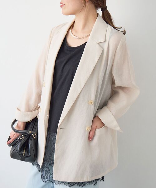 le.coeur blanc（ルクールブラン）の「リネンライクテーラードジャケット（テーラードジャケット・レディース・アイボリー・38/36）」の16枚目の写真