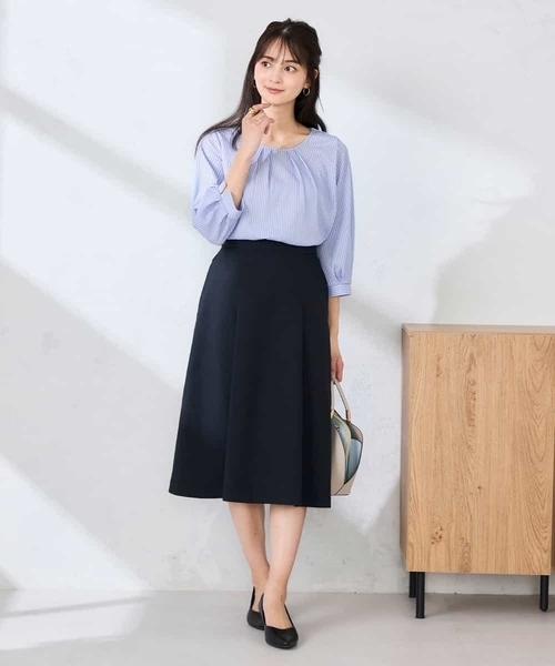 a.v.v(アーヴェヴェ)の「【洗える/UVカット】リネンライクストレッチフレアスカート(スカート・レディース・ベージュ/グレー/ネイビー・38/36/40)」の8枚目の写真