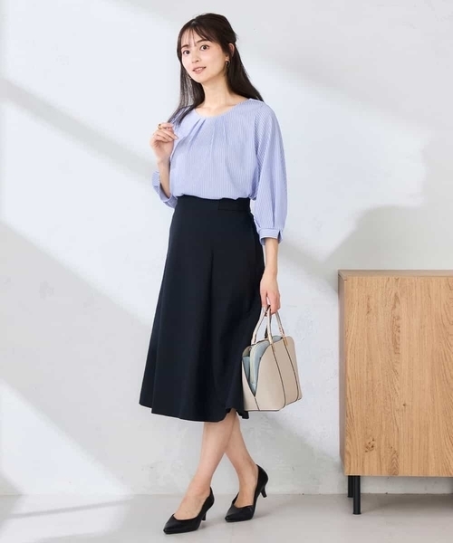 a.v.v(アーヴェヴェ)の「【洗える/UVカット】リネンライクストレッチフレアスカート(スカート・レディース・ベージュ/グレー/ネイビー・38/36/40)」の9枚目の写真