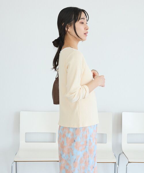 CRAFT STANDARD BOUTIQUE（クラフトスタンダードブティック）の「2点セット / スクープネックカーディガン+タンクトップ（Tシャツ/カットソー・レディース・杢グレー/アイボリー・FREE）」の5枚目の写真