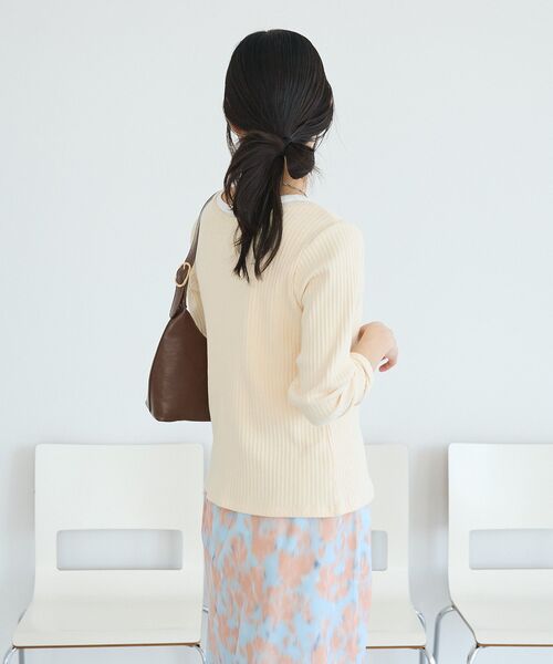 CRAFT STANDARD BOUTIQUE（クラフトスタンダードブティック）の「2点セット / スクープネックカーディガン+タンクトップ（Tシャツ/カットソー・レディース・杢グレー/アイボリー・FREE）」の6枚目の写真