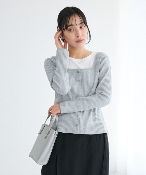 CRAFT STANDARD BOUTIQUE（クラフトスタンダードブティック）の「2点セット / スクープネックカーディガン+タンクトップ（Tシャツ/カットソー・レディース・杢グレー/アイボリー・FREE）」の12枚目の写真