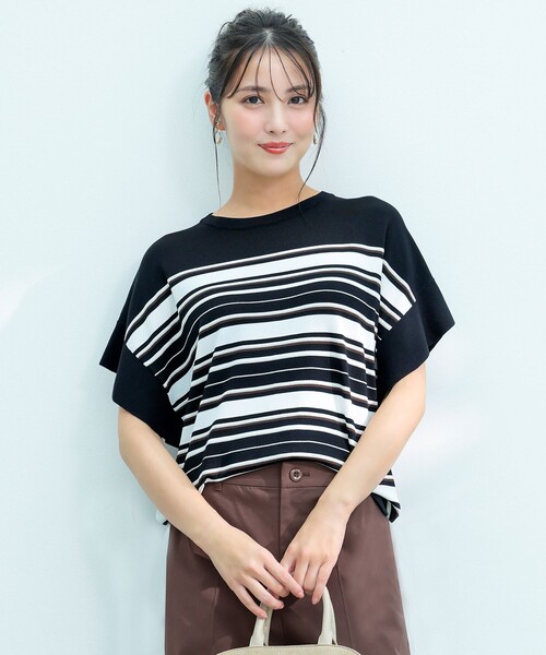 ANY SIS(エニィスィス)の「【and GIRL掲載/アイスタッチ】フレンチスリーブ ニット(ニット/セーター・レディース・スカイブルー系/ネイビー系/ブラック系2/ホワイト系/レッド系/ホワイト系2/ブルー系/ワイン系/ベージュ系2/黄土色系/ライトグレー系/グレー系2・MEDIUM)」の5枚目の写真
