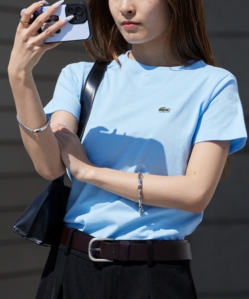 LACOSTE（ラコステ）の「LACOSTE/ラコステ WOMEN ロゴ Tシャツ ワンポイント シンプル ボーイズ レディース 2026年春夏（Tシャツ/カットソー・レディース・ホワイト/ライトブルー/ブラック/ネイビー/グリーン・S/M/L/XL）」の4枚目の写真