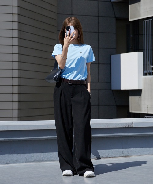 LACOSTE（ラコステ）の「LACOSTE/ラコステ WOMEN ロゴ Tシャツ ワンポイント シンプル ボーイズ レディース 2026年春夏（Tシャツ/カットソー・レディース・ホワイト/ライトブルー/ブラック/ネイビー/グリーン・S/M/L/XL）」の21枚目の写真