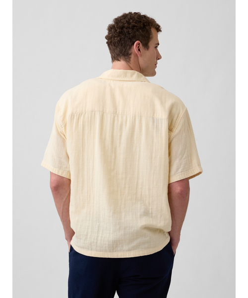 GAP(ギャップ)の「ボックスシルエット ガーゼ バケーションシャツ(シャツ/ブラウス・メンズ・ブラック/アイボリー・XL/L/M/S/XS)」の7枚目の写真