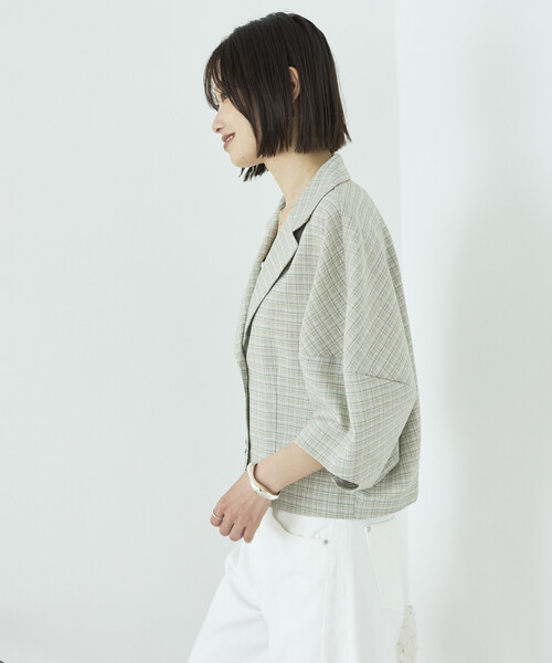 Firsthand(ファーストハンド)の「Firsthand/ファーストハンド カラミチェック バルーンスリーブ シャツ / セットアップ対応(シャツ/ブラウス・レディース・ブラック/ブルーグリーン・FREE)」の7枚目の写真