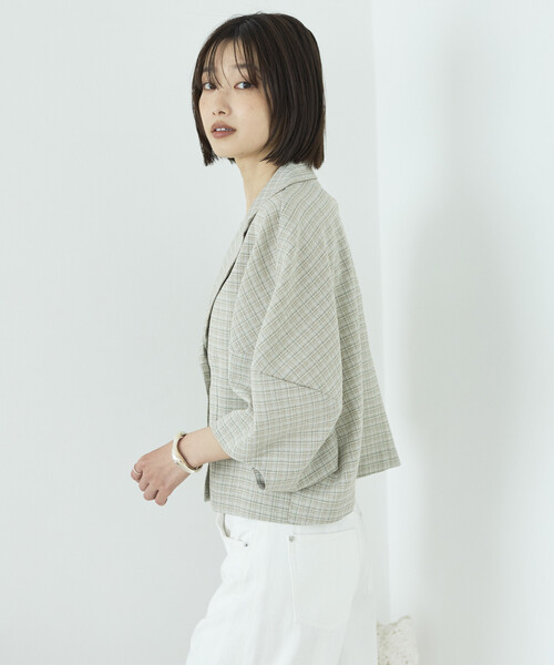 Firsthand(ファーストハンド)の「Firsthand/ファーストハンド カラミチェック バルーンスリーブ シャツ / セットアップ対応(シャツ/ブラウス・レディース・ブラック/ブルーグリーン・FREE)」の8枚目の写真