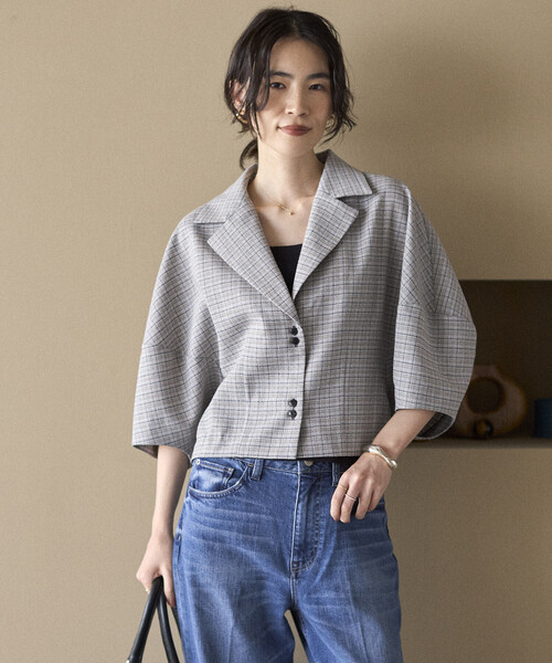 Firsthand(ファーストハンド)の「Firsthand/ファーストハンド カラミチェック バルーンスリーブ シャツ / セットアップ対応(シャツ/ブラウス・レディース・ブラック/ブルーグリーン・FREE)」の13枚目の写真