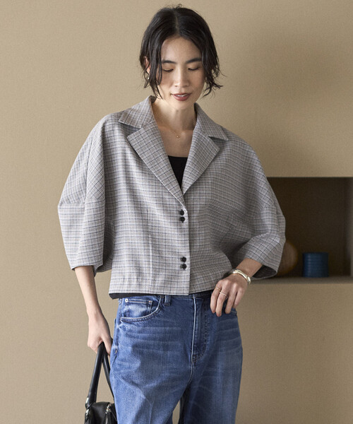 Firsthand(ファーストハンド)の「Firsthand/ファーストハンド カラミチェック バルーンスリーブ シャツ / セットアップ対応(シャツ/ブラウス・レディース・ブラック/ブルーグリーン・FREE)」の14枚目の写真